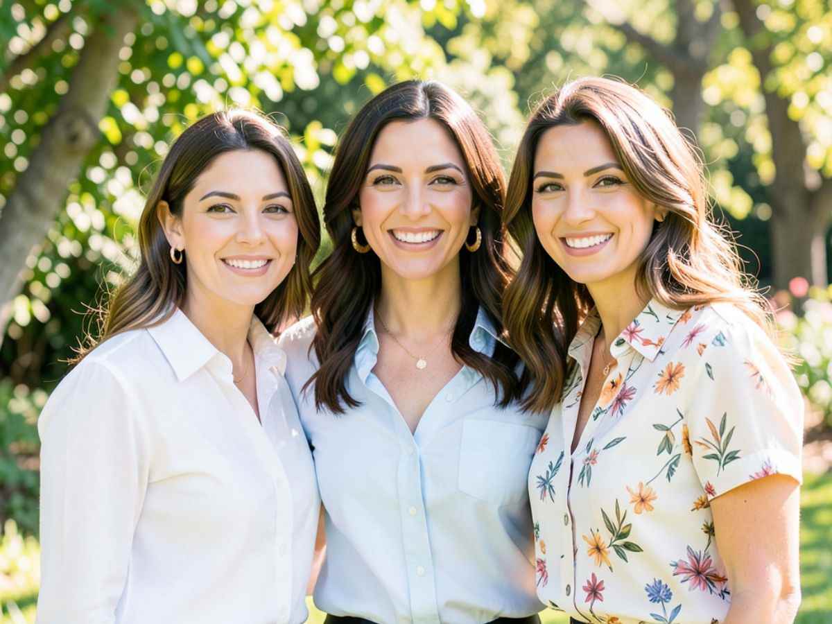 tre ragazze indossano camicie diverse